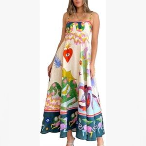 Bright Heart Pattern Maxi/Midi Dress